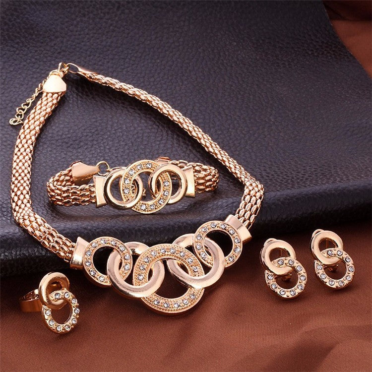 Cuffed Necklace, Earrings & Bracelet Ring Set