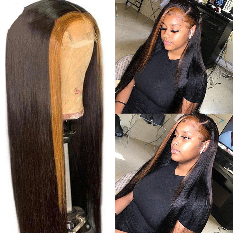 Real Hair Front Lace 13 X 5 X 1 Straight Highlight 1 B 27 Wig