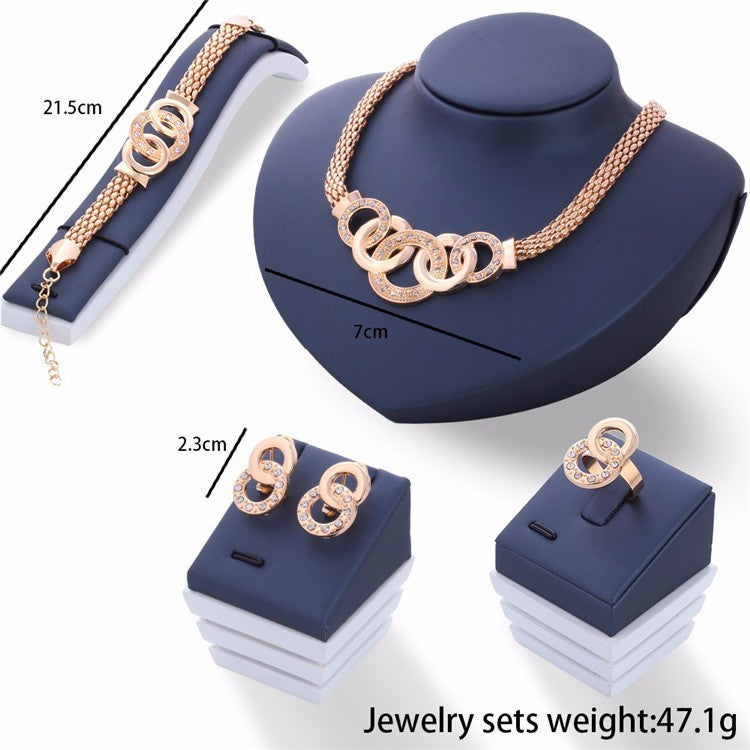 Cuffed Necklace, Earrings & Bracelet Ring Set