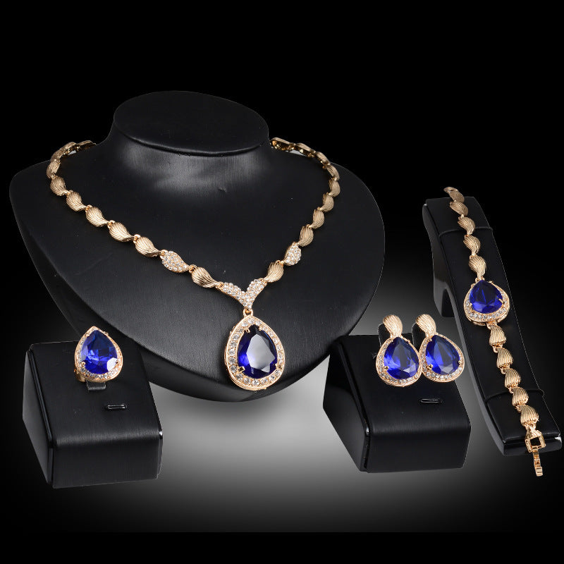 Four-piece necklace and earrings