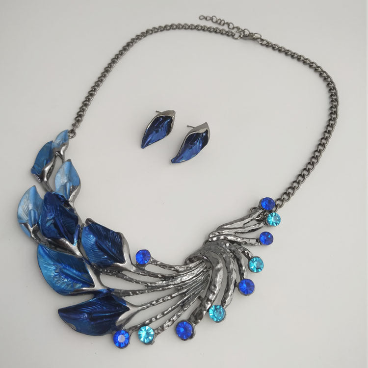 Necklace Alocasia Flower Earring Necklace Set