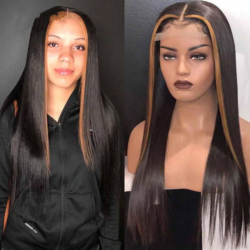 Real Hair Front Lace 13 X 5 X 1 Straight Highlight 1 B 27 Wig