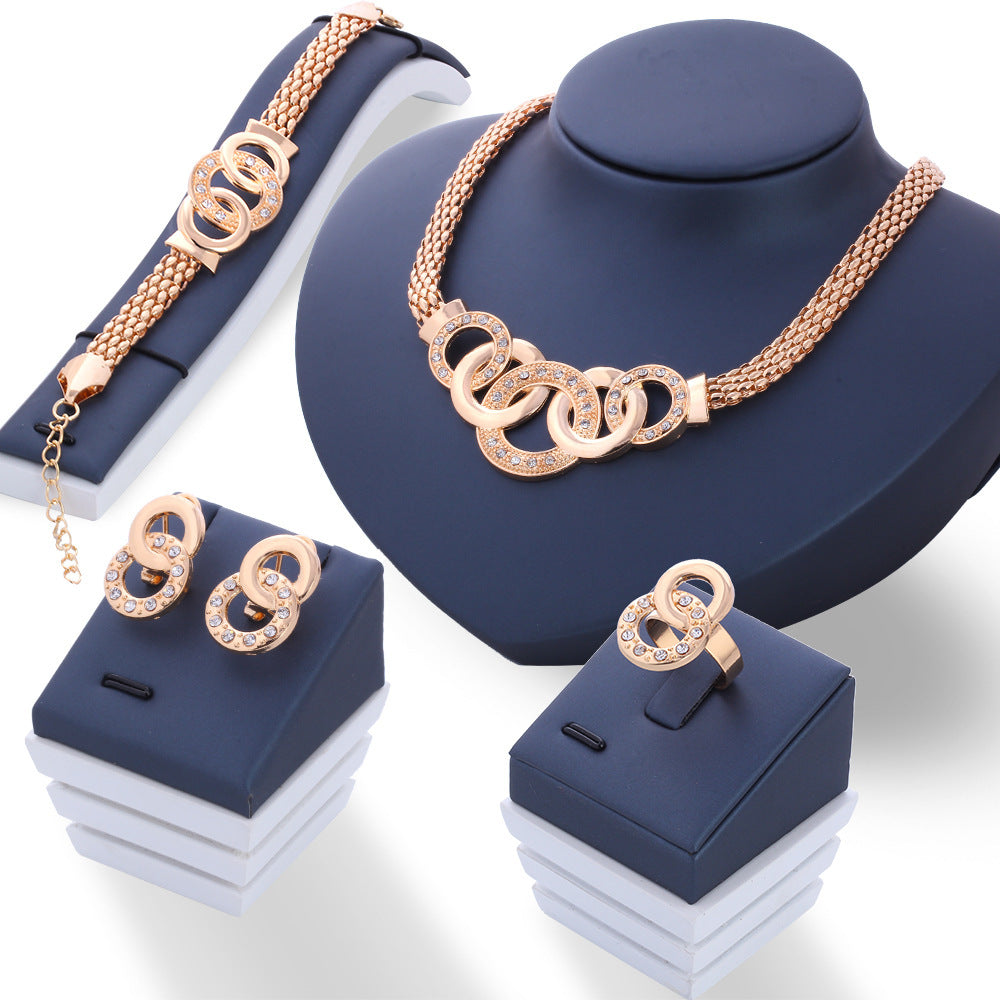 Cuffed Necklace, Earrings & Bracelet Ring Set